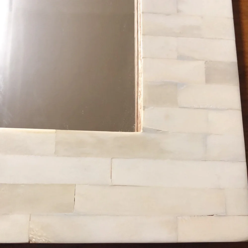 Square Wood and Faux Bone Mirror - Threshold 12” x 12”